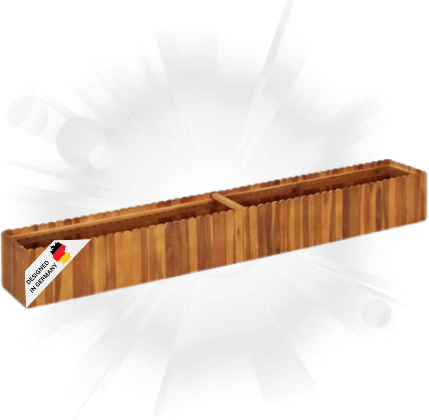 DELUKE Hochbeet aus Holz Jona | 200x30x25cm, Akazienholz | Hochbeet für Garten Hochbeet Holz Gartenbeet hoch Kräuterbeet XXL Blumenbeet Gemüsebeet groß Garten - Bild 1