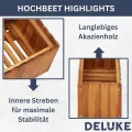 DELUKE Hochbeet aus Holz Jona | 200x30x25cm, Akazienholz | Hochbeet für Garten Hochbeet Holz Gartenbeet hoch Kräuterbeet XXL Blumenbeet Gemüsebeet groß Garten - Thumbnail 5