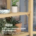 Outsunny Frühbeet aus Holz Abschließbar Gewächshaus Treibhaus mit 4 Ebenen, Dachfenster, Frühbeetkasten mit Doppeltür, für Garten, Balkon, Natur, 100 x 56,5 x 178 cm - Thumbnail 4
