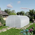 TOOLPORT Foliengewächshaus Gewächshaus 3x6m stabil & langlebig mit Fenster - reißfeste PE Plane 180g/m² weiß transparent - Thumbnail 2