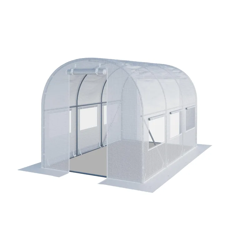 TOOLPORT Foliengewächshaus Gewächshaus 4x10m stabil & langlebig mit Fenster - reißfeste PE Plane 180g/m² grün transparent – Bild 10