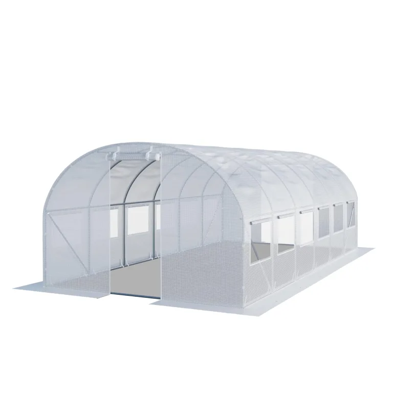 TOOLPORT Foliengewächshaus Gewächshaus 4x6m stabil & langlebig mit Fenster - reißfeste PE Plane 180g/m² weiß transparent – Bild 1