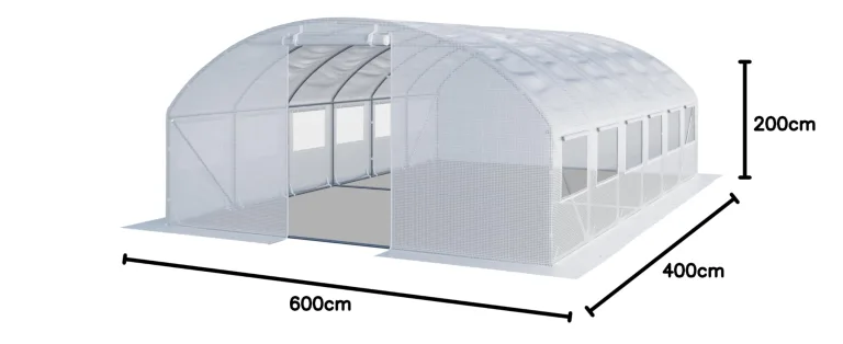 TOOLPORT Foliengewächshaus Gewächshaus 4x6m stabil & langlebig mit Fenster - reißfeste PE Plane 180g/m² weiß transparent – Bild 10