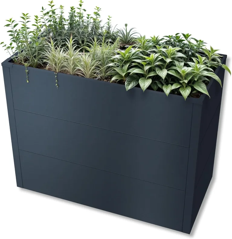 Metzler Hochbeet für den Garten oder Balkon – Stahl in Anthrazit | Witterungsbeständiges Metall-Gartenbeet, Pflanzenbeet, Blumenhochbeet | 100 x 50 x 77 cm – Bild 1