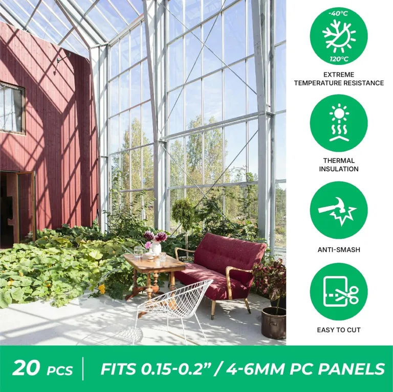 Gewächshausplatten aus Polycarbonat, U-Steckverbinderprofil – 20 Stück, 0,6 m Länge, verhindern, dass Staub, Regen und Feuchtigkeit in Doppelwandplatten gelangen, passend für 6 mm oder 4 mm (0,2 Zoll) – Bild 6