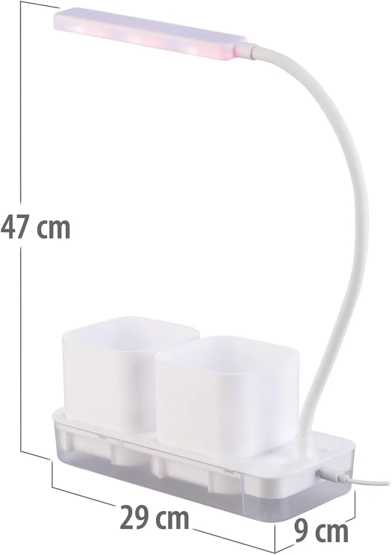 PEARL Anzuchtkasten mit Licht: Mini-Gewächs- & Anzucht-Station, 2 Töpfe, Wachstums-LEDs & Wassertank (Pflanzlicht, Aufzuchtstation, LED Beleuchtung) – Bild 8