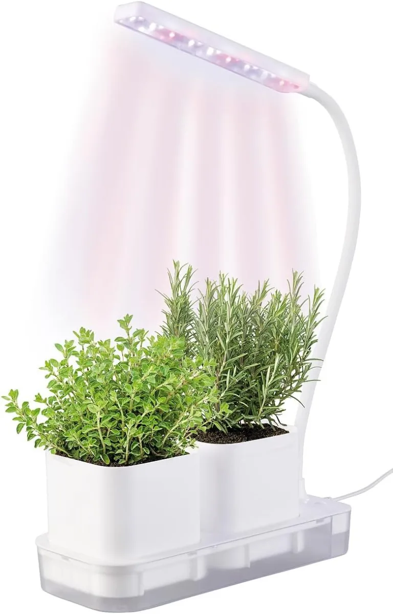 PEARL Anzuchtkasten mit Licht: Mini-Gewächs- & Anzucht-Station, 2 Töpfe, Wachstums-LEDs & Wassertank (Pflanzlicht, Aufzuchtstation, LED Beleuchtung) – Bild 2