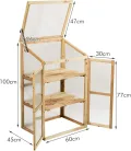 GOPLUS Frühbeet, Frühbeetkasten mit Abdeckung, Gewächshaus aus Tannenholz & Polycarbonat, Hochbeet Treibhaus für Garten & Balkon, 60 x 45 x 100 cm - Thumbnail 6