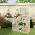 GOPLUS Frühbeet, Frühbeetkasten mit Abdeckung, Gewächshaus aus Tannenholz & Polycarbonat, Hochbeet Treibhaus für Garten & Balkon, 60 x 45 x 100 cm - Thumbnail 7