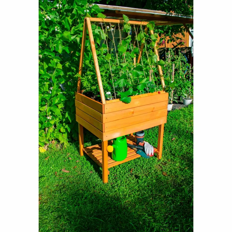dobar® Hochbeet Kubus 2.0 inkl. Pflanzfolie und Ablage - Hochbeet für Garten aus Holz - 78 x 58 x 78 cm - Braun – Bild 5