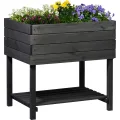 dobar® Hochbeet Kubus 2.0 inkl. Pflanzfolie und Ablage - Hochbeet für Garten aus Holz - 78 x 58 x 78 cm - Anthrazit - Thumbnail 1