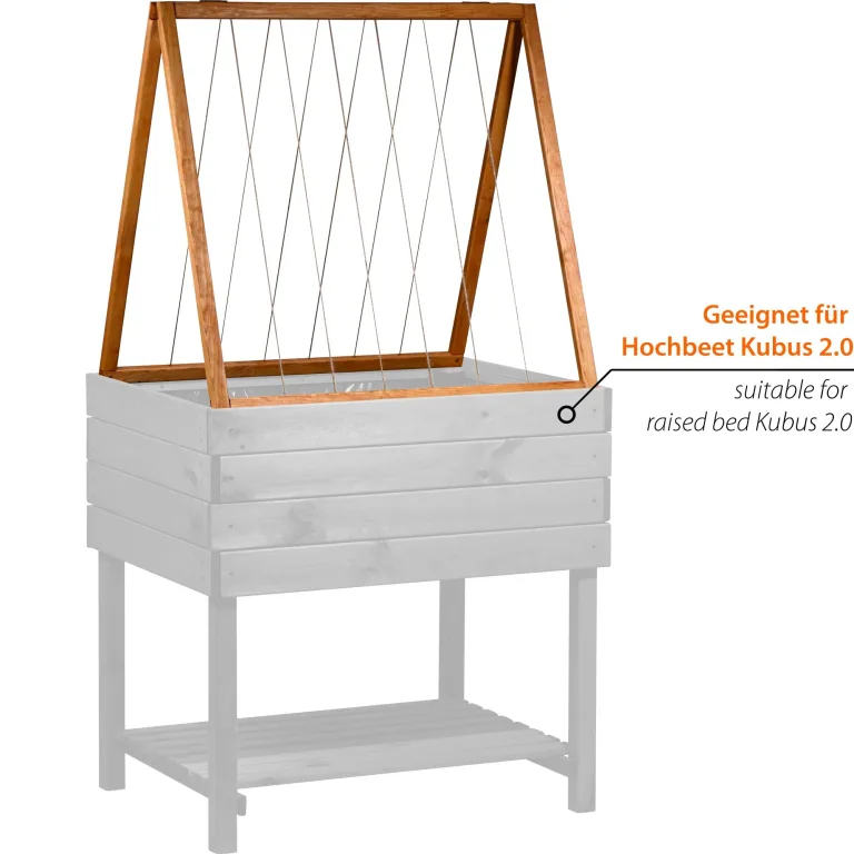 dobar® Rankhilfen-Aufsatz Gurken für Hochbeet Kubus 2.0 - Rankhilfe für den Garten - 78 x 58 x 78 cm - Braun – Bild 6