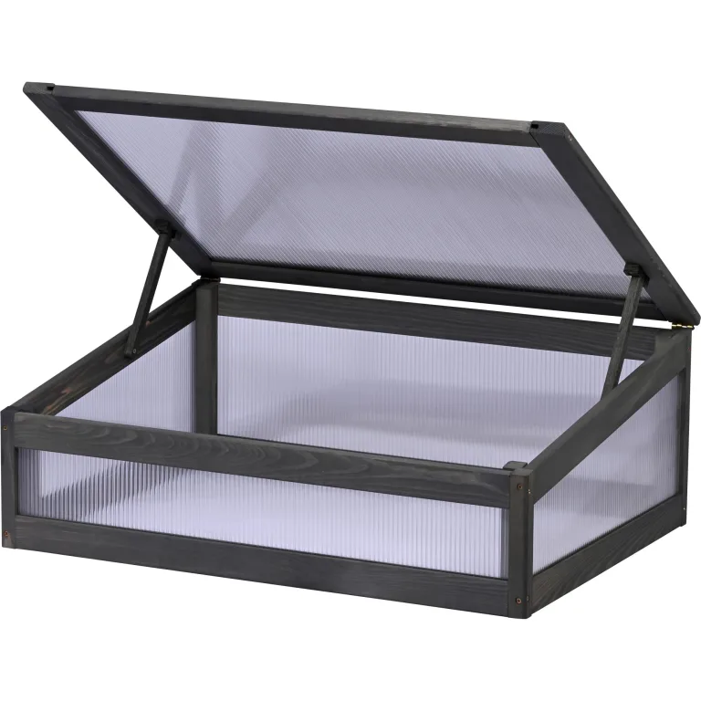dobar® Frühbeetaufsatz aus Holz für Hochbeet Kubus 2.0 - Frühbeetkasten für Garten - 76 x 56 x 20 cm - Anthrazit – Bild 1
