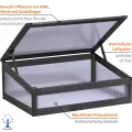 dobar® Frühbeetaufsatz aus Holz für Hochbeet Kubus 2.0 - Frühbeetkasten für Garten - 76 x 56 x 20 cm - Anthrazit - Thumbnail 3