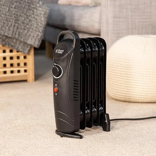 Russell Hobbs RHOFR3001, 650 W, ölgefüllte, tragbare Elektroheizung, 5 Lamellen, schwarz, einstellbarer Thermostat, Sicherheitsabschaltung, 10 m², Raumgröße – Bild 9