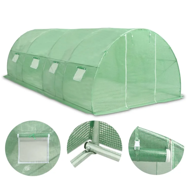 Gecheer Gewächshaus Tunnelgewächshaus Gartenhaus Garten Treibhaus Pflanzenhaus Tomatenhaus Frühbeet 18m² 600x300x200 cm-4408 – Bild 3