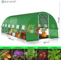 KESSER® Folien-Gewächshaus Stabil mit 12 Fenster mit Moskitonetz & Tür | Gartentunnel mit Rahmen aus verzinktem Stahl | Folientunnel 170g/m² inkl. Erdanker Handschuhen & Seilen | 600x300cm Grün - Thumbnail 10