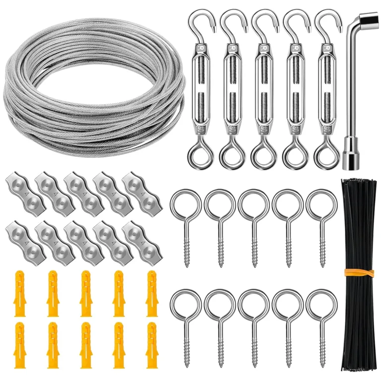 40m 2mm Drahtseil, CGBOOM 304 Edelstahl Drahtseil Spanndraht, Stahlseil Ummantelt, mit ösen Seilspanngarnitur, für Kletterpflanzen Rankhilfe, Wäscheleine, Gardinenseil, Lichter, Deck-Kabel-Reling – Bild 9