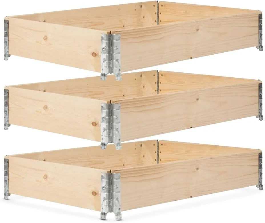 gardivo Hochbeet 120 x 80 x 20 cm - 3-teilig Palettenrahmen aus Holz, Beeteinfassung, Garten Hochbeete, Holzrahmen, Aufsatzrahmen auf Europalettefaltbar, stapelbar, steckbar - Bild 1
