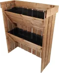 NATIV Blumentreppe, Pflanzregal mit Gartenvlies, Vertikalbeet aus Holz, Kräuterregal für Blumenkasten, Hochbeet mit 2 Etagen, Pflanztreppe als Kräuterbeet, Blumenleiter als Gemüsebeet - Thumbnail 1