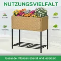 Outsunny Poly Rattan Hochbeet Blumenkasten mit Füßen Rattan Blumenkasten Blumentopf mit Ablage Sand 70 x 30 x 72 cm - Thumbnail 4