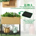 Outsunny Poly Rattan Hochbeet Blumenkasten mit Füßen Rattan Blumenkasten Blumentopf mit Ablage Sand 70 x 30 x 72 cm - Thumbnail 6