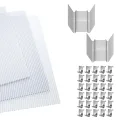 Polycarbonatplatten Doppelstegplatten 4mm, 14pcs Dachplatten 10,25 m² Hohlkammerplatten UV-beständig für Gewächshaus Garten Treibhaus, Transparent - Thumbnail 1