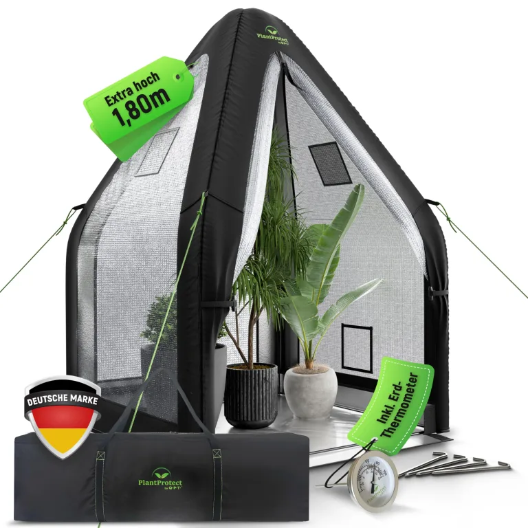 Q.P.T. Wintergewächshaus für Kübelpflanzen – strapazierfähiges PVC-Material zum Schutz vor Frost, Wind und Regen, einfache Montage inkl. Erdthermometer – Bild 8