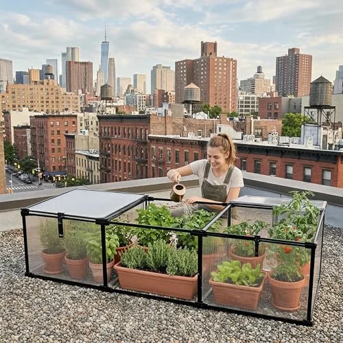 Frühbeet Mini Gewächshaus Pflanzenhaus - Aluminium & Polycarbonat, 180x51x51, schwarz - für Garten, Balkon und Terrasse, Winterfest, Stabil & Einfach zu Montieren - MAGNOLIA III – Bild 7