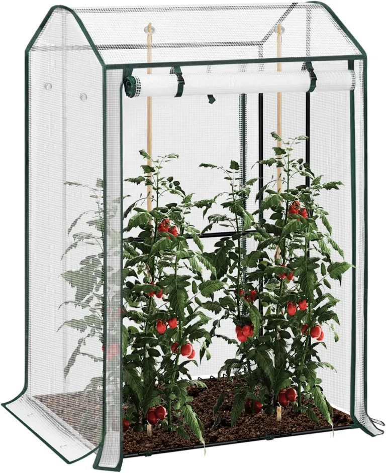 WOLTU Foliengewächshaus, Tomatengewächshaus für Kletterpflanzen, geeignet für Balkon, Terrasse, Hohebeetgärten und Garten, Weiß – Bild 1