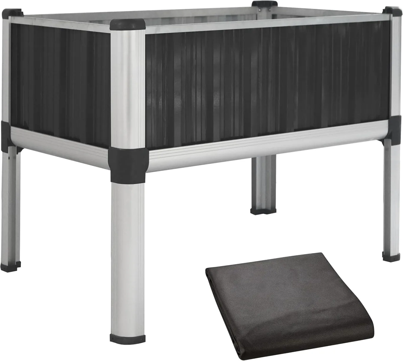 TTL GARDEN Superior M 80x50x80cm Hochbeet aus Metall - Anthrazit-Silber Alu + Stahl verzinkt & lackiert - Frühbeet Pflanzkasten Kräuterbeet Blumenbeet Blumenkasten für Garten Balkon Terrasse - Bild 1