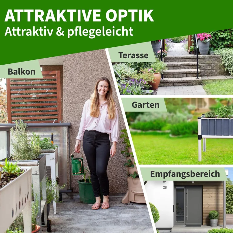 TTL GARDEN Superior M 80x50x80cm Hochbeet aus Metall - Anthrazit-Silber Alu + Stahl verzinkt & lackiert - Frühbeet Pflanzkasten Kräuterbeet Blumenbeet Blumenkasten für Garten Balkon Terrasse – Bild 6