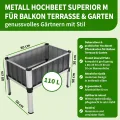 TTL GARDEN Superior M 80x50x80cm Hochbeet aus Metall - Anthrazit-Silber Alu + Stahl verzinkt & lackiert - Frühbeet Pflanzkasten Kräuterbeet Blumenbeet Blumenkasten für Garten Balkon Terrasse - Thumbnail 2