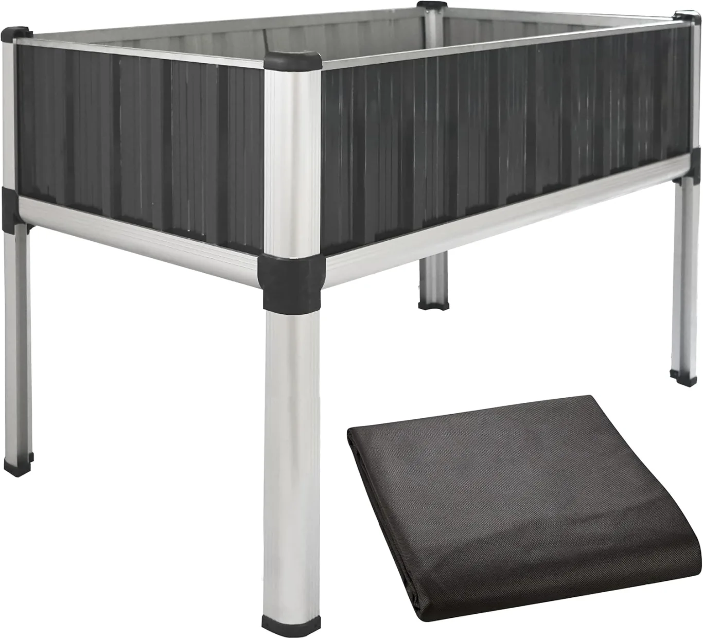 TTL GARDEN Superior XL 112x60x80cm Hochbeet aus Metall - Anthrazit-Silber Alu + Stahl verzinkt & lackiert - Frühbeet Pflanzkasten Kräuterbeet Blumenbeet Blumenkasten für Garten Balkon Terrasse - Bild 1