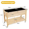 COSTWAY Hochbeet mit Ablage & Rollen, Erhöhtes Gartenbeet aus Holz, Pflanzkasten mit feststellbaren Rädern & Abdeckfolie, Gemüsebeet Kräuterbeet groß, für Balkon Garten Terrasse, 120 x 59 x 84 cm - Thumbnail 6