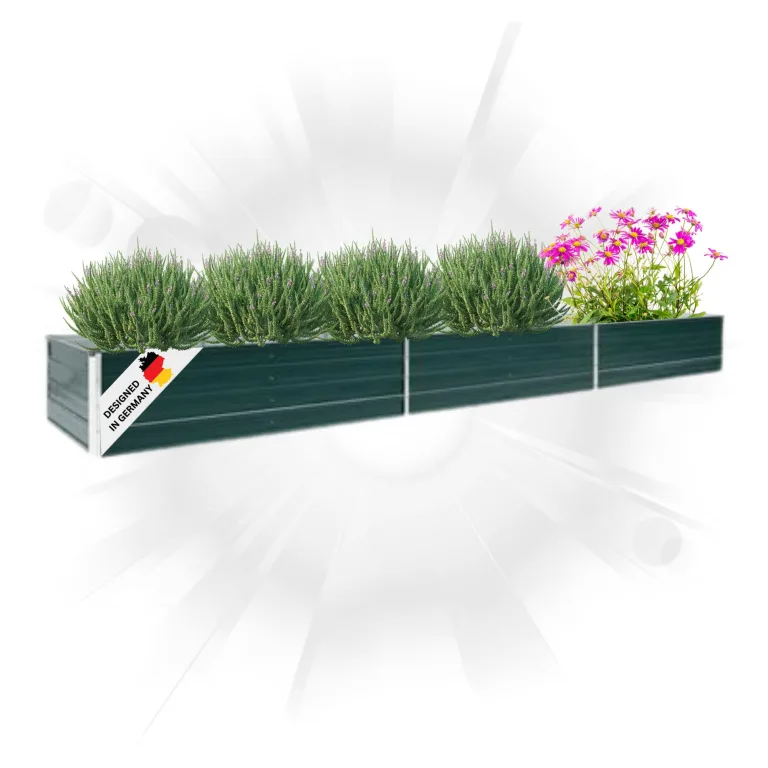 DELUKE® Hochbeet für Garten Oskar Grau | 160x40x77cm | Verzinkter Stahl | Wetterfest | Hochbeet Metall Gartenbeet Kräuterbeet Blumenbeet Beet hoch Frühbeet für Garten Gemüsebeet – Bild 9