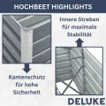 DELUKE® Hochbeet für Garten Oskar Grau | 160x40x77cm | Verzinkter Stahl | Wetterfest | Hochbeet Metall Gartenbeet Kräuterbeet Blumenbeet Beet hoch Frühbeet für Garten Gemüsebeet - Thumbnail 4