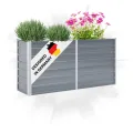 DELUKE® Hochbeet für Garten Oskar Grau | 160x40x77cm | Verzinkter Stahl | Wetterfest | Hochbeet Metall Gartenbeet Kräuterbeet Blumenbeet Beet hoch Frühbeet für Garten Gemüsebeet - Thumbnail 1