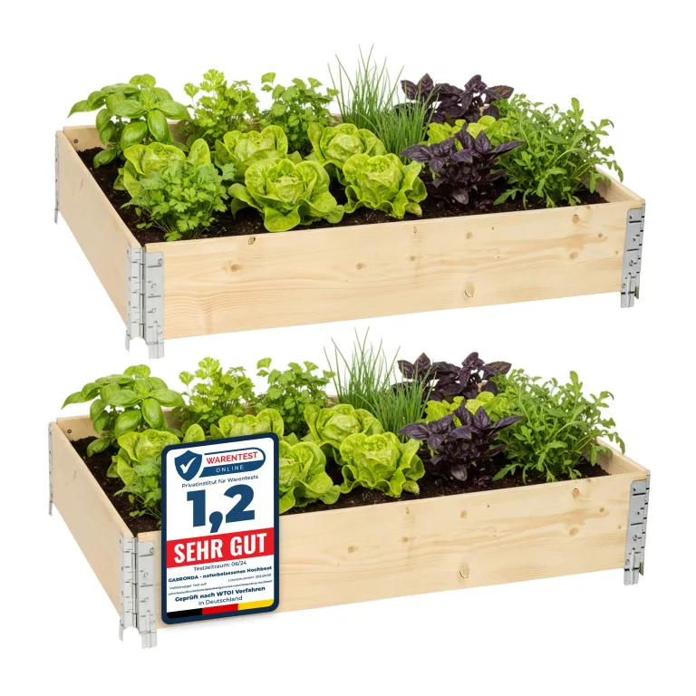 Garronda Hochbeete für Garten Palettenrahmen 120x80x20 cm Hochbeet Holz 2 Stück steckbar stapelbar faltbar für Pflanzen Blumen Kräuter Obst und Gemüse GD-0075 – Bild 1