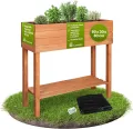 TTL GARDEN Balkon Hochbeet M 80x40x80cm aus Holz - Pflanzkasten & Blumenkasten mit Ablageboden & Folie - Tannenholz wetterfest - Pflanzbeet Kräuterbeet Blumenbeet für Garten Balkon Terrasse - Braun - Thumbnail 9