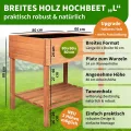 TTL GARDEN Balkon Hochbeet XL 120x40x80cm aus Holz - Pflanzkasten & Blumenkasten mit Ablageboden & Folie - Tannenholz wetterfest - Pflanzbeet Kräuterbeet Blumenbeet für Garten Balkon Terrasse Braun - Thumbnail 3
