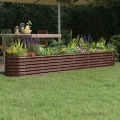 vidaXL Hochbeet, Wetterfestes Hochbeet für Garten Balkon Terrasse, Kräuterhochbeet zum Selber Bauen, Pflanzkasten aus Metall, Verzinkter Stahl Braun - Thumbnail 2