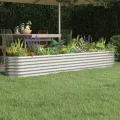 vidaXL Hochbeet, Wetterfestes Hochbeet für Garten Balkon Terrasse, Kräuterhochbeet zum Selber Bauen, Pflanzkasten aus Metall, Verzinkter Stahl Silbern - Thumbnail 2