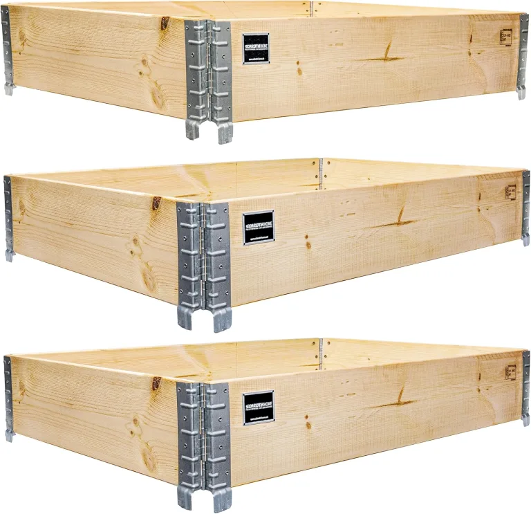 Schroth Home Hochbeet 120x80x20cm rechteckig 3 Stück - optional mit Rankhilfe- Palettenrahmen aus Holz - Hochbeet für Garten - faltbar - steckbar & stapelbar – Bild 2