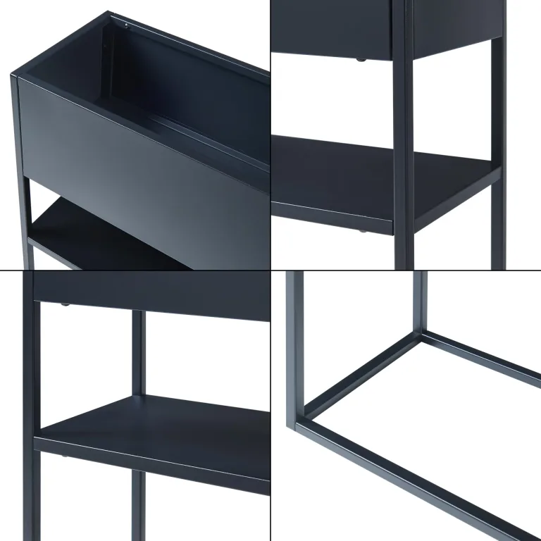[en.casa] Blumenständer Joensuu Hochbeet mit Ablage Pflanzkübel Kräuterbeet Blumenkasten Pflanzkasten aus Stahl 80 x 80 x 25 cm Schwarz für drinnen und draußen – Bild 7