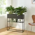 [en.casa] Blumenständer Joensuu Hochbeet mit Ablage Pflanzkübel Kräuterbeet Blumenkasten Pflanzkasten aus Stahl 80 x 80 x 25 cm Schwarz für drinnen und draußen - Thumbnail 9