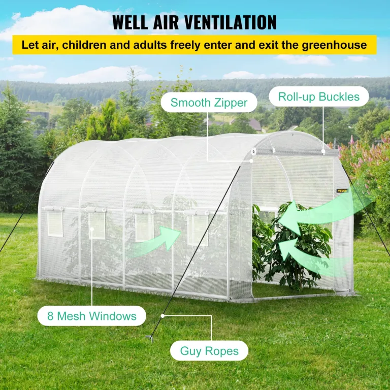 VEVOR Gewächshaus 4,6x2,1x2,1m Frühbeet Foliengewächshaus Verzinkter Stahlrahmen und PE Abdeckung Treibhaus Wasserdicht und UV-beständig Tomatengewächshaus Ideal für Anbau von Gemüse Blumen – Bild 5