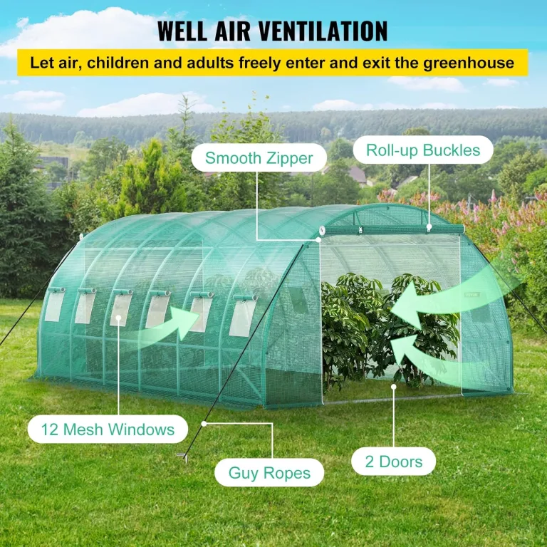 VEVOR Bogendach Gewächshaus 6,1x3x2,1m Foliengewächshaus Verzinkter Stahlrahmen und PE Abdeckplane Treibhaus Tunnel Wasserdicht und UV-beständig Tomatengewächshaus Ideal für Anbau von Gemüse Blumen – Bild 5