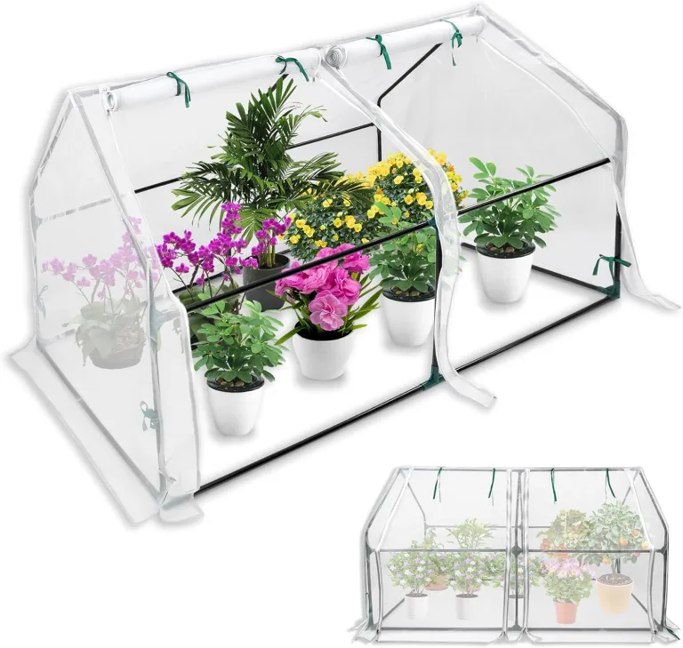 Mini Gewächshaus 180x90x90cm, Tomatengewächshaus mit 2 Rolltor Gewächshaus Balkon Hochbeet Abdeckung aus Glasfasernetz und Eisengerüst für Garten, Terrassen(Weiße Netzabdeckung) – Bild 1