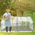 Mini Gewächshaus 180x90x90cm, Tomatengewächshaus mit 2 Rolltor Gewächshaus Balkon Hochbeet Abdeckung aus Glasfasernetz und Eisengerüst für Garten, Terrassen(Weiße Netzabdeckung) - Thumbnail 8